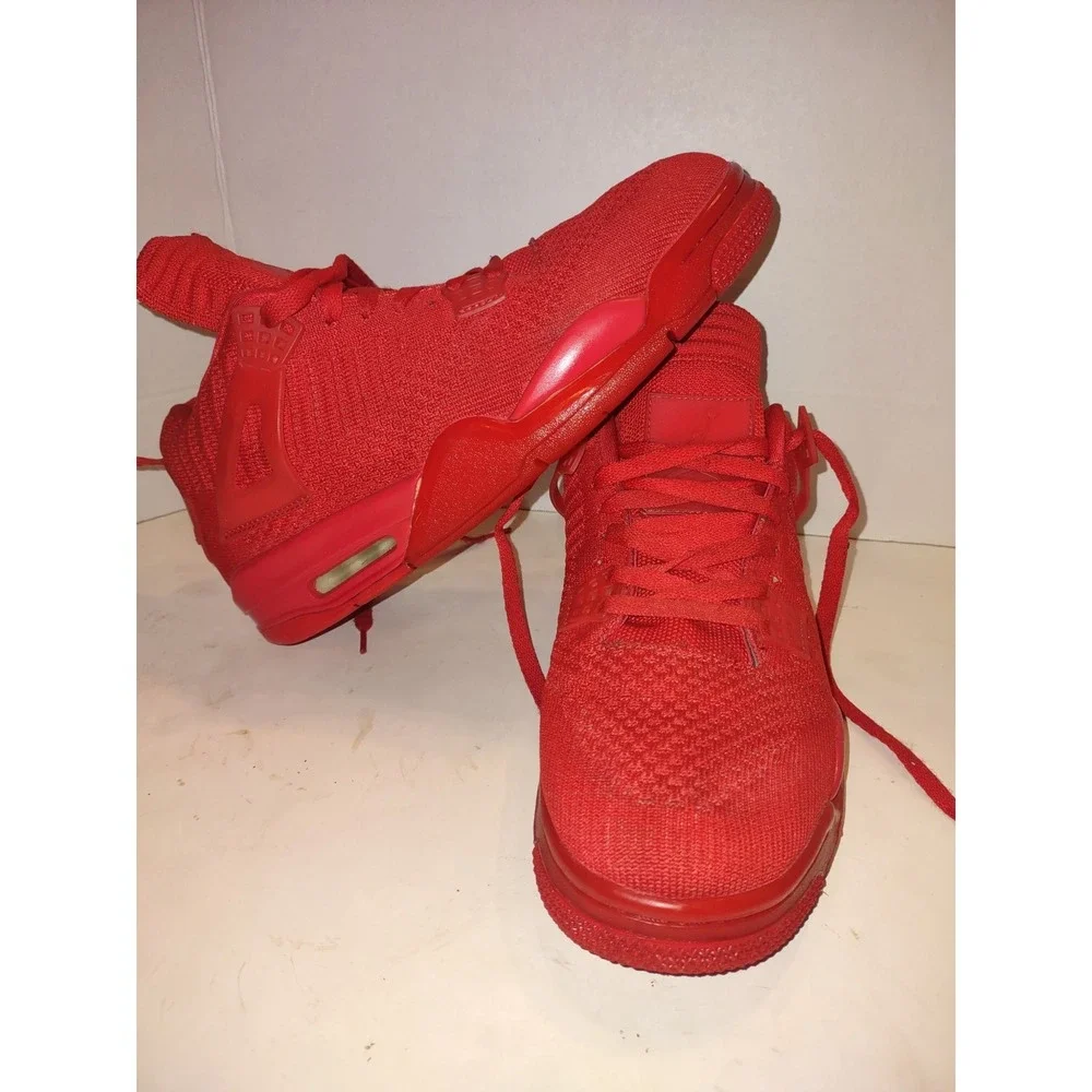 Nike Air Jordan 4 Retro Flyknit University Red Sneakers Mens 9.5 Shoe AQ3559-600